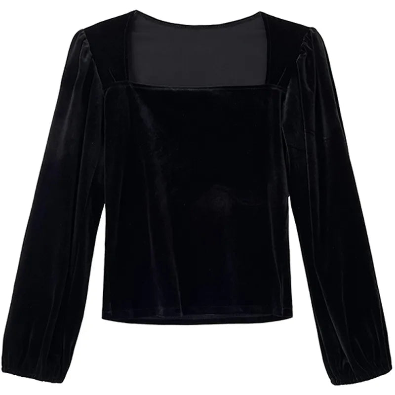 KRIOS - Black Velvet Long Sleeve Top