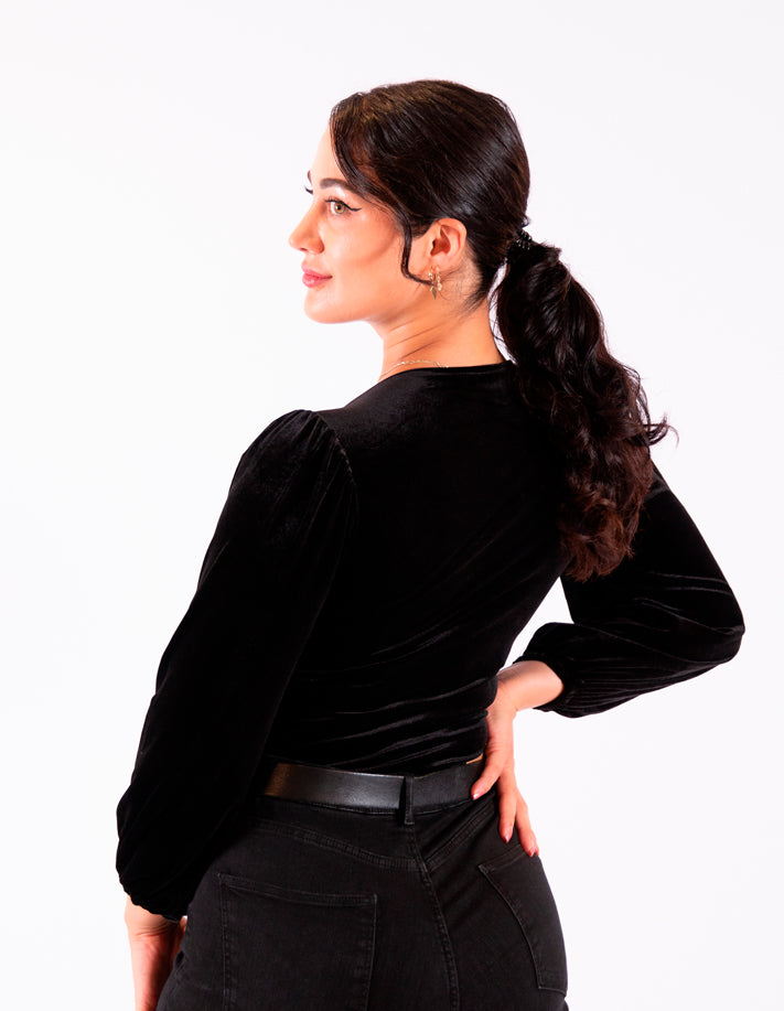 KRIOS - Black Velvet Long Sleeve Top